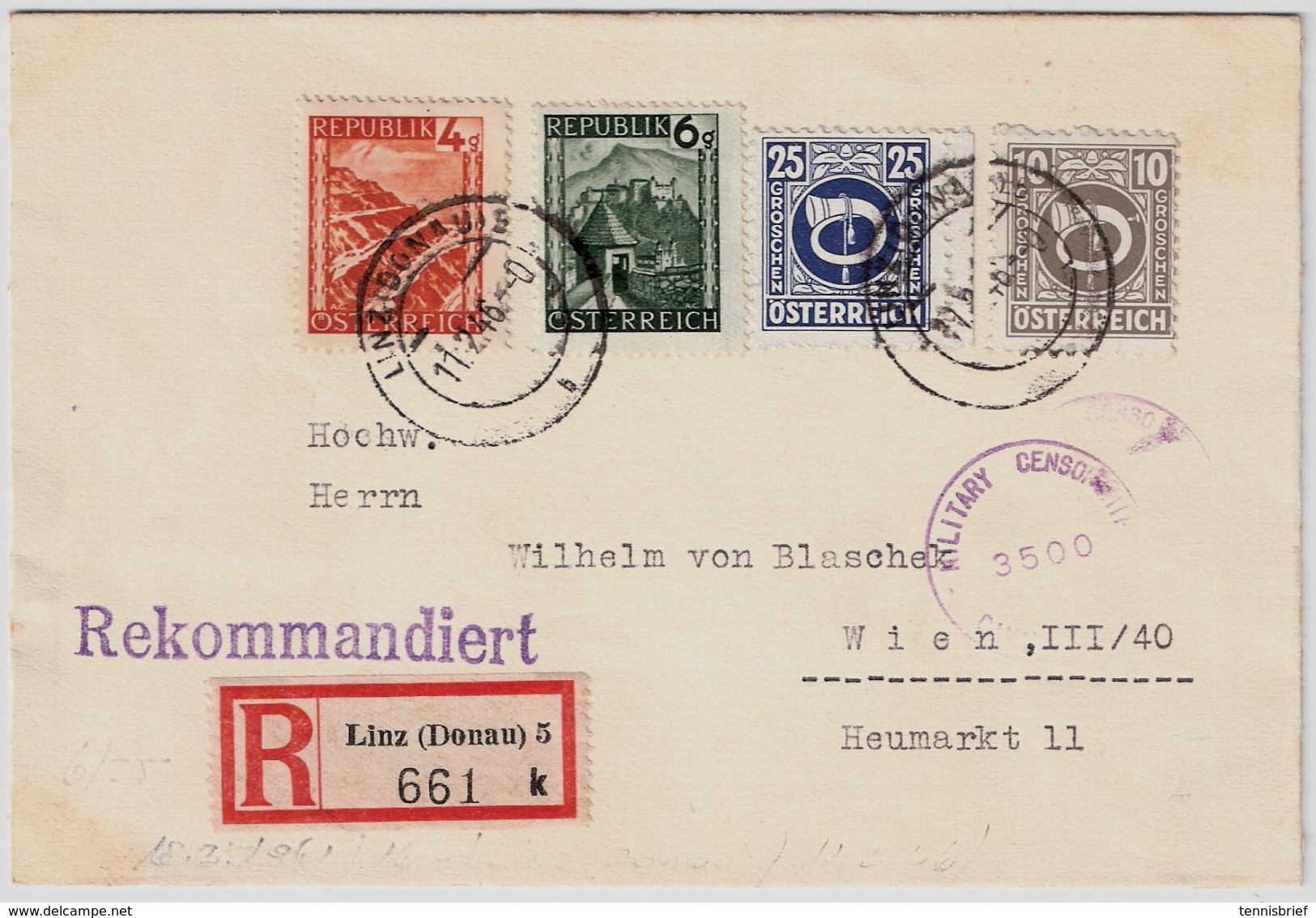 1946, Reko Linz , #6384 - Briefe U. Dokumente