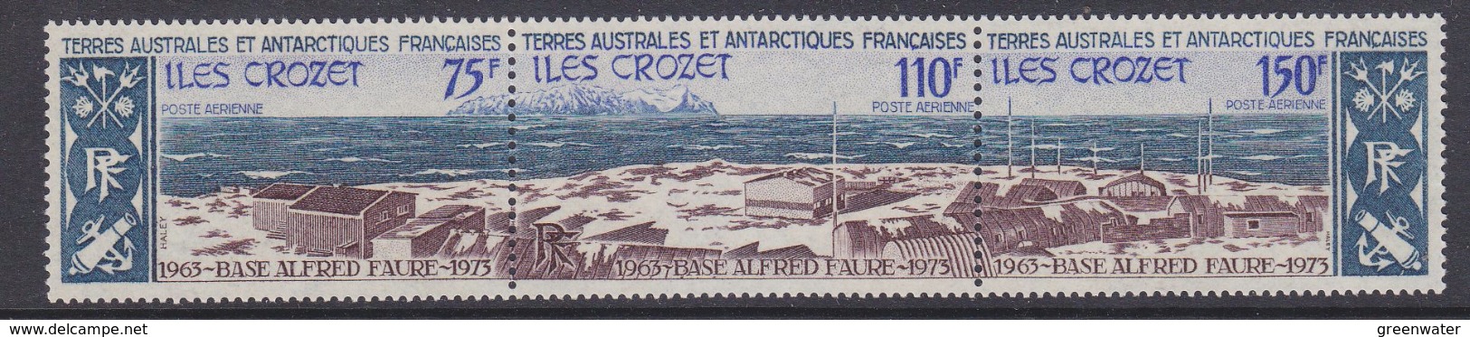 TAAF 1974 Iles Crozet / Base Alfred Faure Strip 3v (unfolded) ** Mnhg (34827) - Ongebruikt