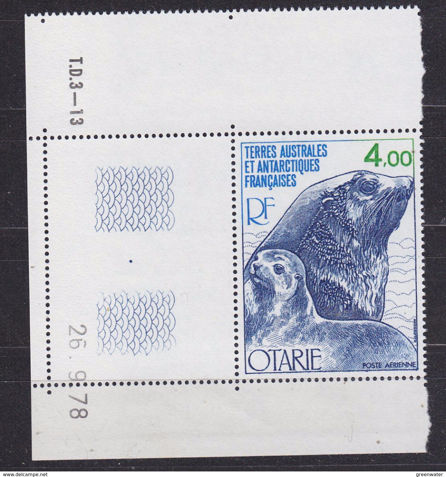 TAAF 1979 Otarie 1v  (corner, Printing Date) ** Mnh (34827C) - Ongebruikt