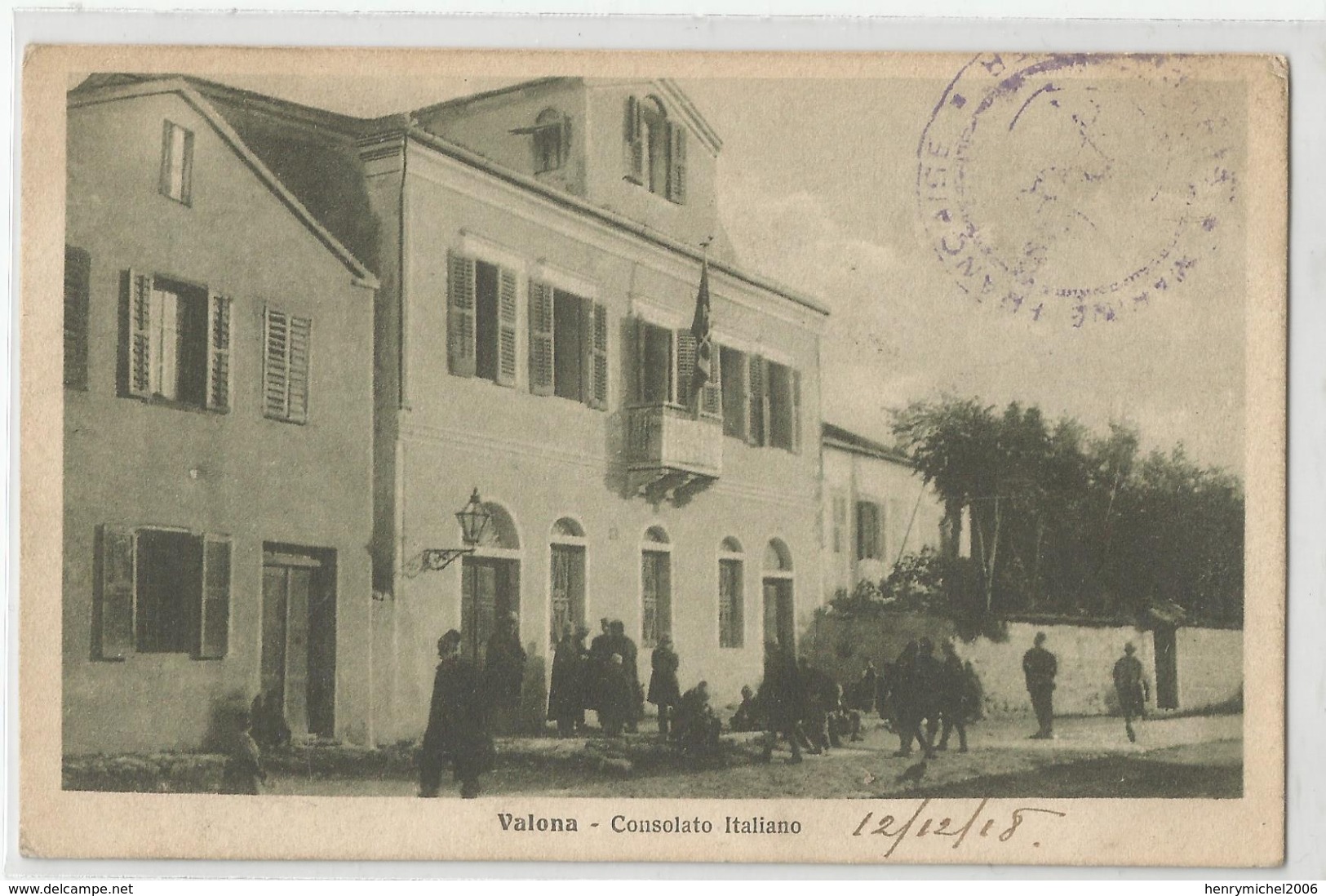 Albanie - Valona - Consolato Italiano Consulat Italien D'italia Cachet Leger Marine Française Postes Navale Fm 1918 - Albanie