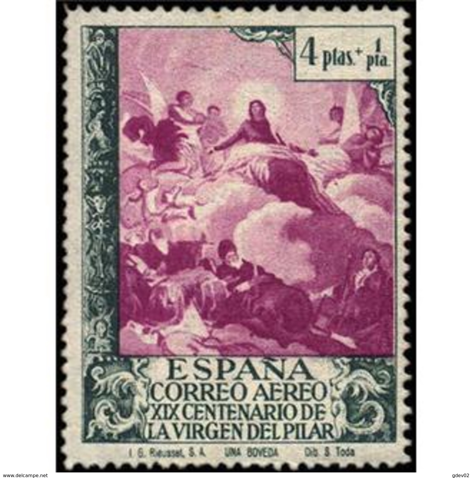 ES912STV-LTV***912STEAE.Spain.Esgane .RELIGION.VENIDA DE LA VIRGEN DE EL PILAR De ZARAGOZA.AEREO.1940.(Ed 912**) - Nuevos