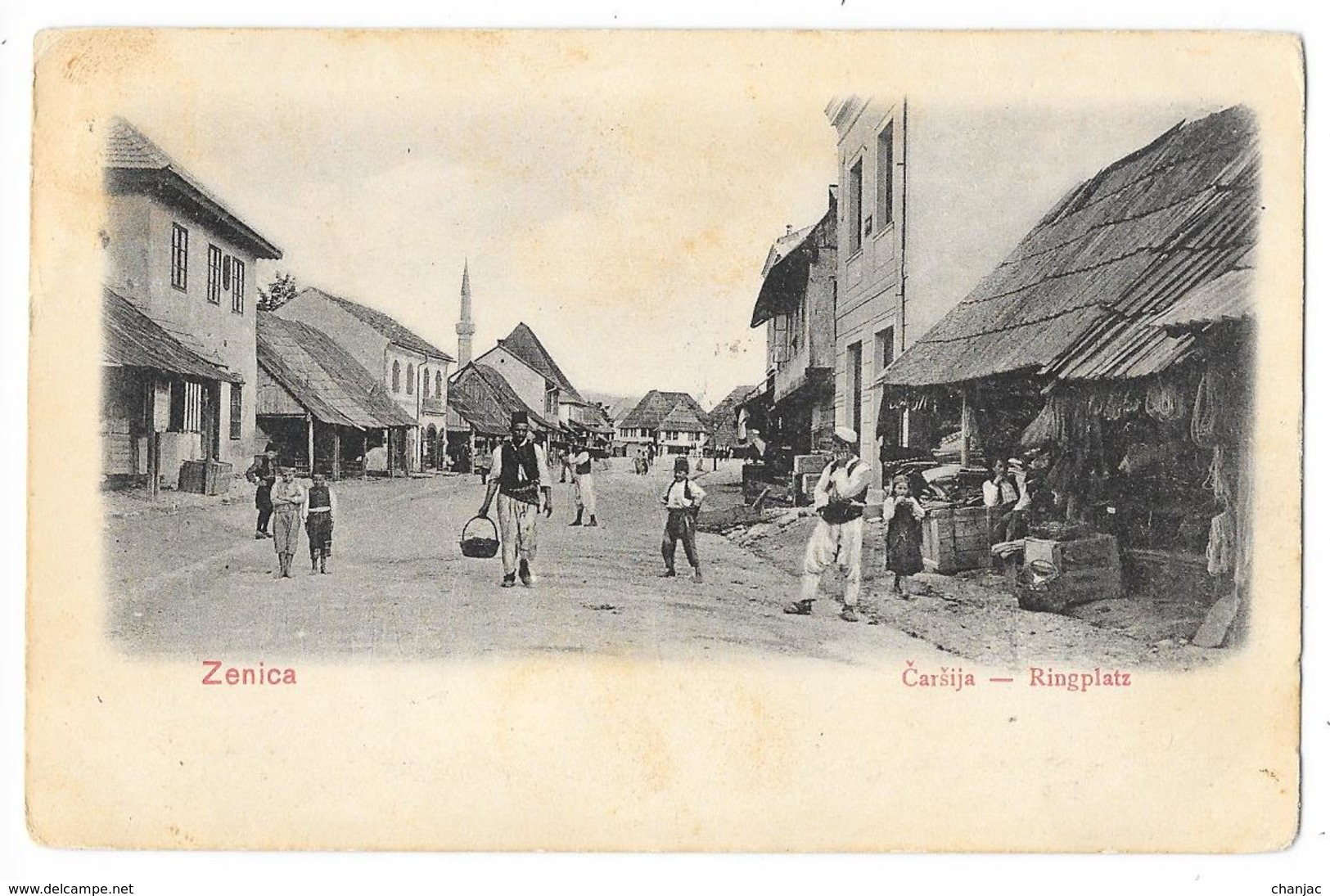 Cpa: BOSNIE - ZENICA  Carsija - Ringplatz  1906 - Bosnie-Herzegovine