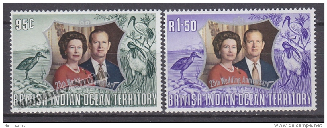 British Indian Ocean 1972 Yvert 48- 49, 25th Royal Wedding Anniversary  - MNH - Territorio Britannico Dell'Oceano Indiano