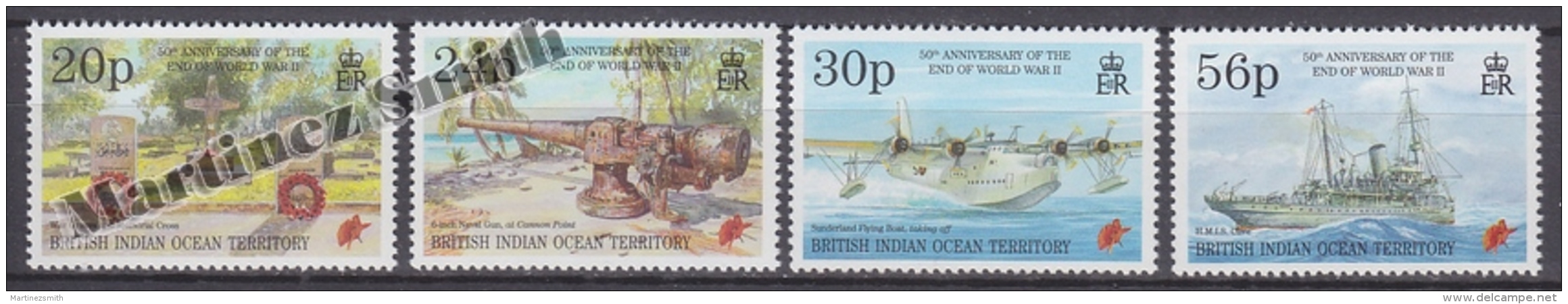 British Indian Ocean 1995 Yvert 165- 168, 50th Anniversary Of The End Of World War II - MNH - Territorio Británico Del Océano Índico