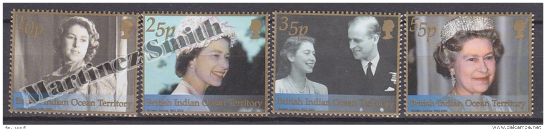 British Indian Ocean 2002 Yvert  244- 247, Queen Elizabeth Accession To The Throne 50th Anniversary ,  - MNH - Territorio Británico Del Océano Índico