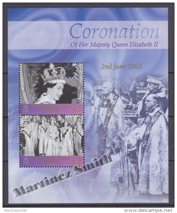 British Indian Ocean 2003 Yvert BF 21, Coronation Of H.M. Queen Elizabeth II 50th Anniversary - Miniature Sheet- MNH - British Indian Ocean Territory (BIOT)