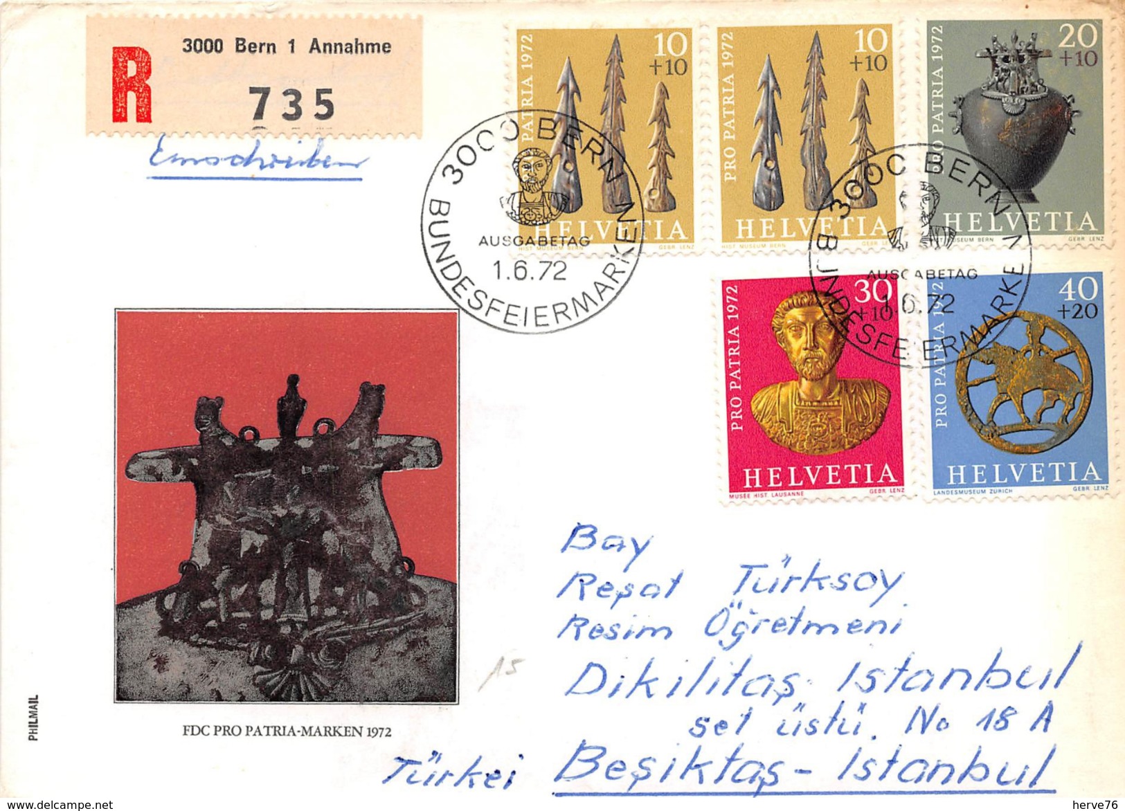 SUISSE - Timbres Sur Lettre Recommandée - Premier Jour - FDC PRO PATRIA MARKEN 1972 - BERN 1er Juin 1972 - Covers & Documents
