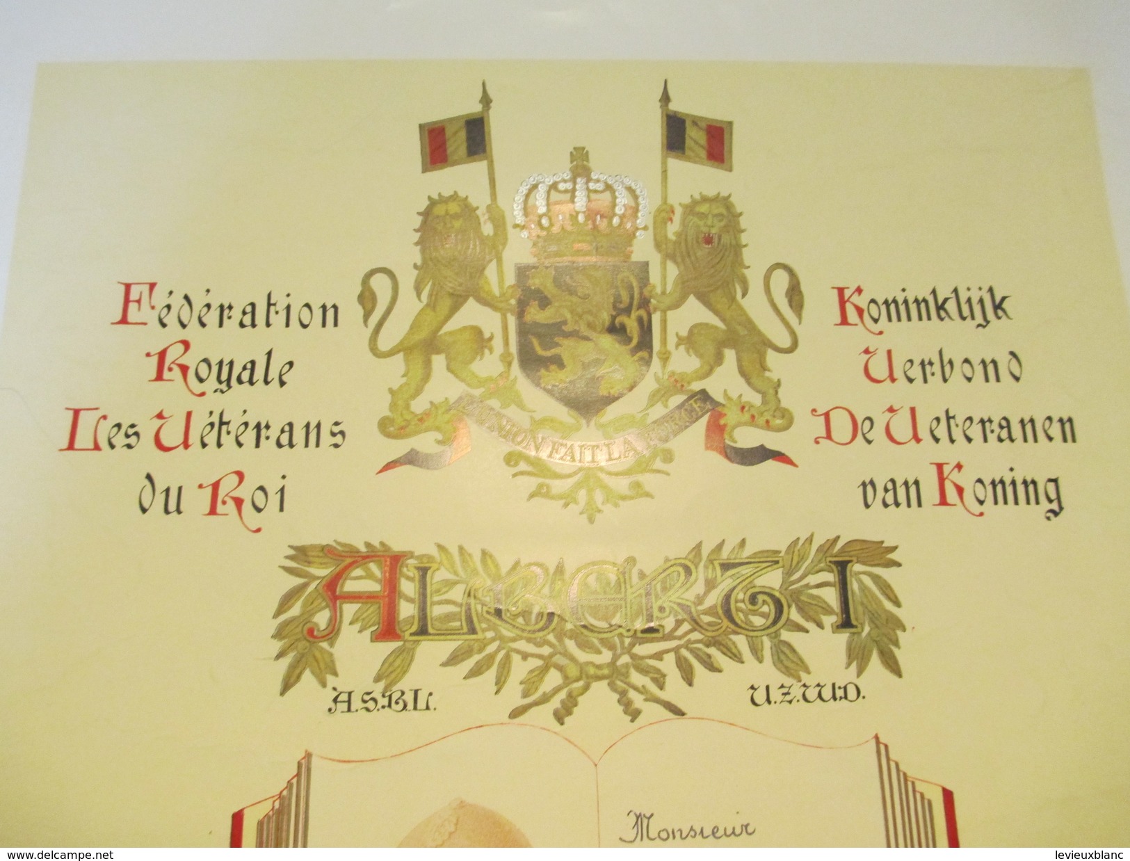 Diplôme De Reconnaissance/Fédération Royale Les Vétérans Du ROI/Jules Albert ROUSSOTTE/Liége/Belgique/1974      DIP121 - Diploma & School Reports