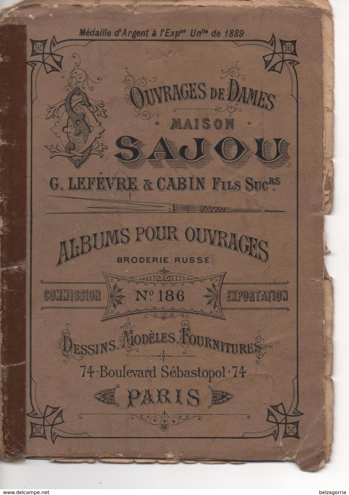 ALBUM De DESSINS De TAPISSERIES BRODERIES RUSSE N° 186 - MAISON SAJOU Fin 19 ème  OUVRAGES De DAMES, VOIR SCANS,SUPPERBE - Matériel Et Accessoires