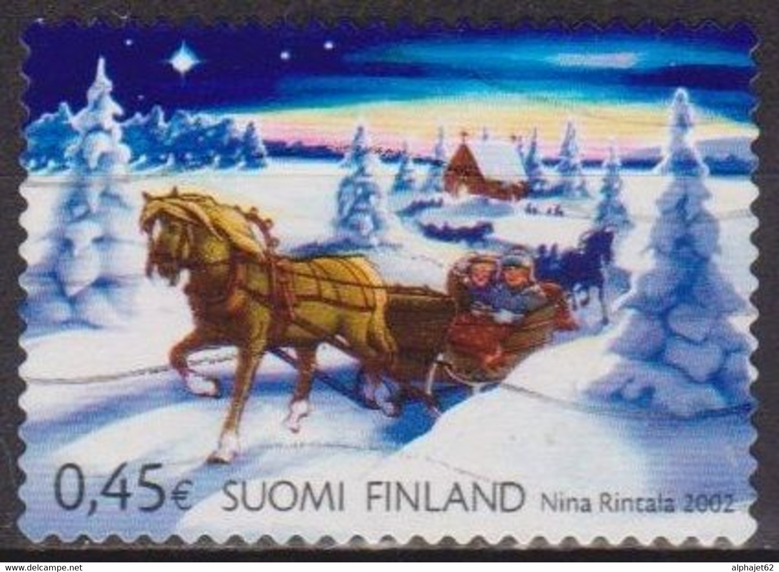 Noel - FINLANDE - Retour En Traineau - N° 1593 - 2002 - Used Stamps