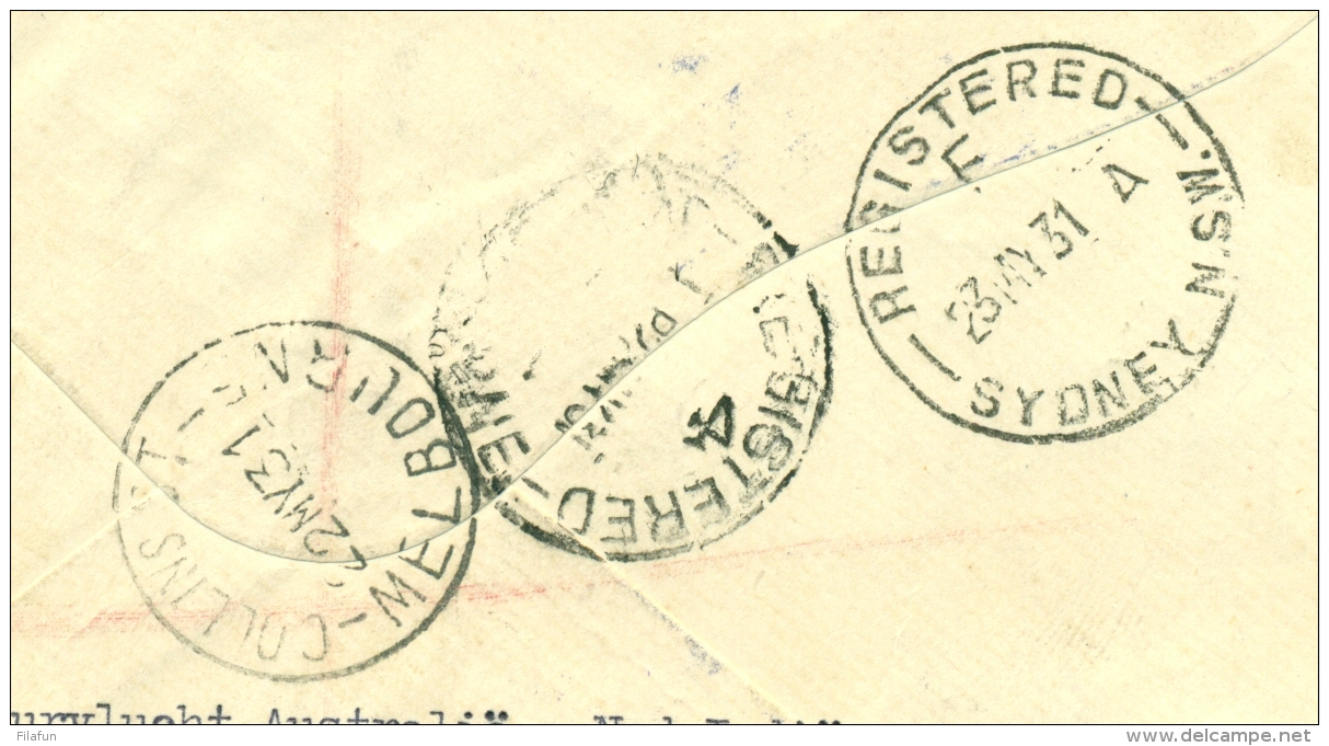 Australia - Nederlands Indië - 1931 - R-returncover Abel Tasman-flight to Nederland - Very peculiar contents - Read!