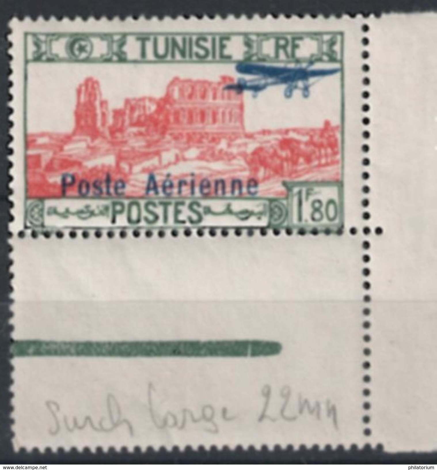 Tunisie  Timbres Neufs Sans Charnière  N°  PA 8  Surcharge Large  22 Mm - Other & Unclassified