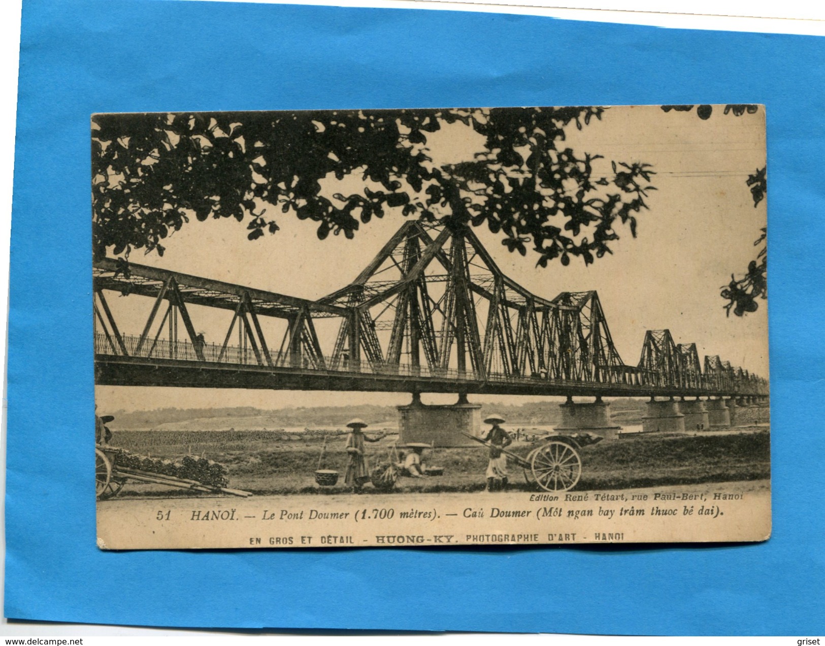 INDOCHINE-HANOÏ- Pont Doumer -animée Pousse Pousse - Porteuse De Légumes-édition Tétard Années 1900 - Vietnam