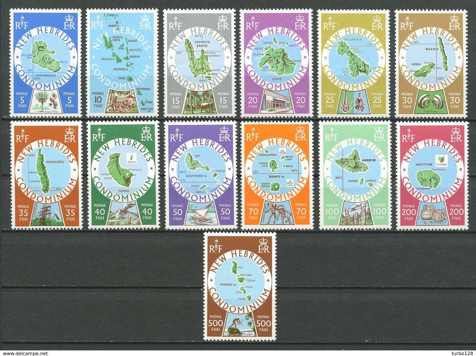 Nlle Hébrides 1977  N° 508/520 ** Neufs MNH Superbes Cote 48 &euro; Carte Des îles Animaux Bateaux Volcan Faune Ships - Nuevos