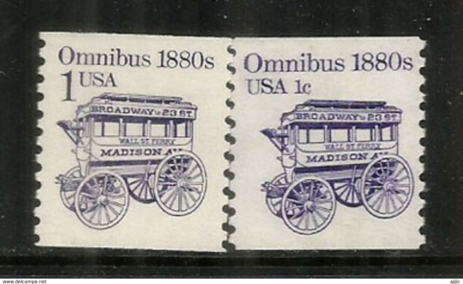 Wall Street To  Madison Avenue. New-York. Omnibus Year 1880.  2 Timbres Neufs ** Roulettes - Sonstige (Land)