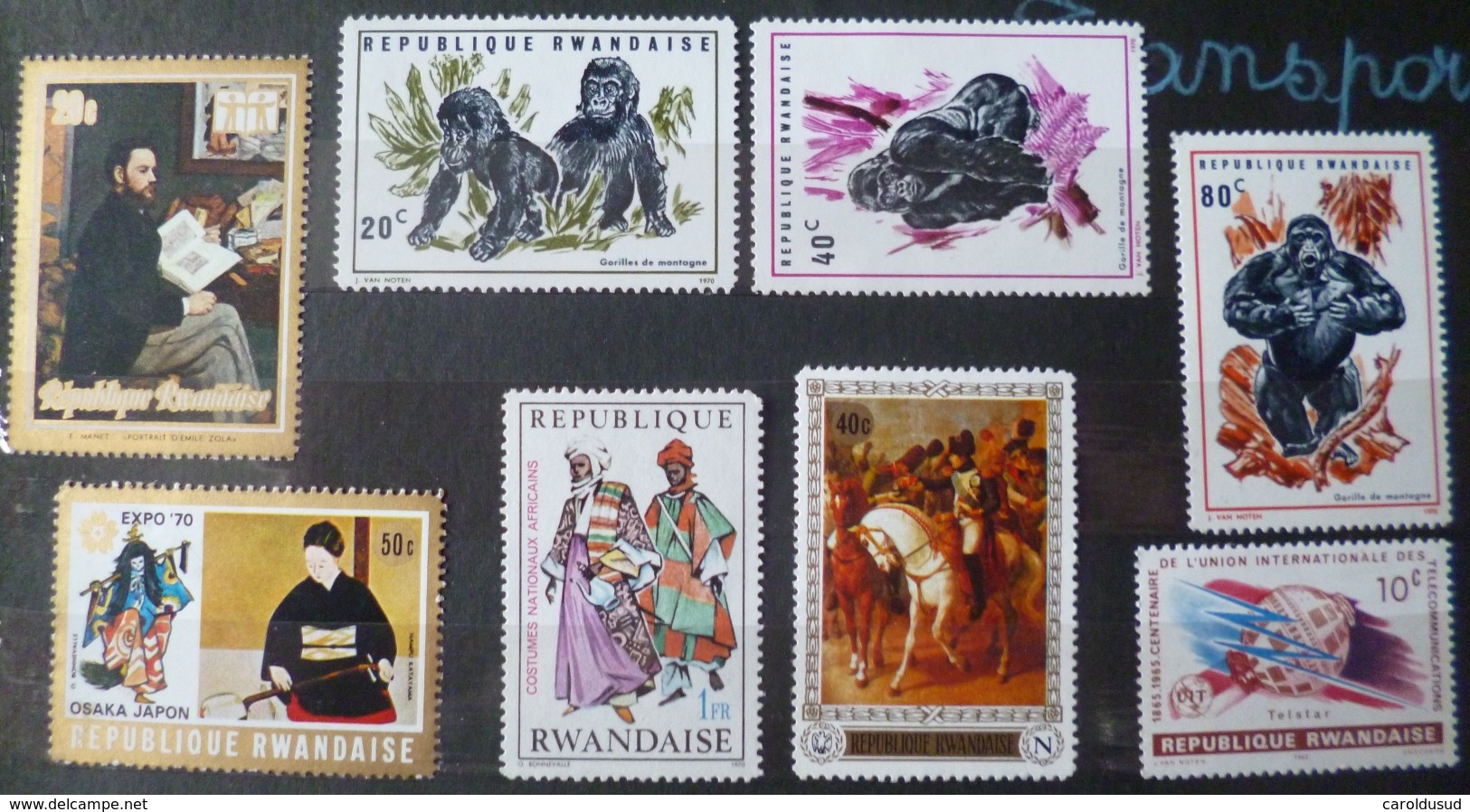 Lot 6 X Timbres Neufs Republique Rwandaise Rwanda Timbre Divers Gorille Coutumes Voir Photos +1x Expo Osaka Japon1970 - Collezioni