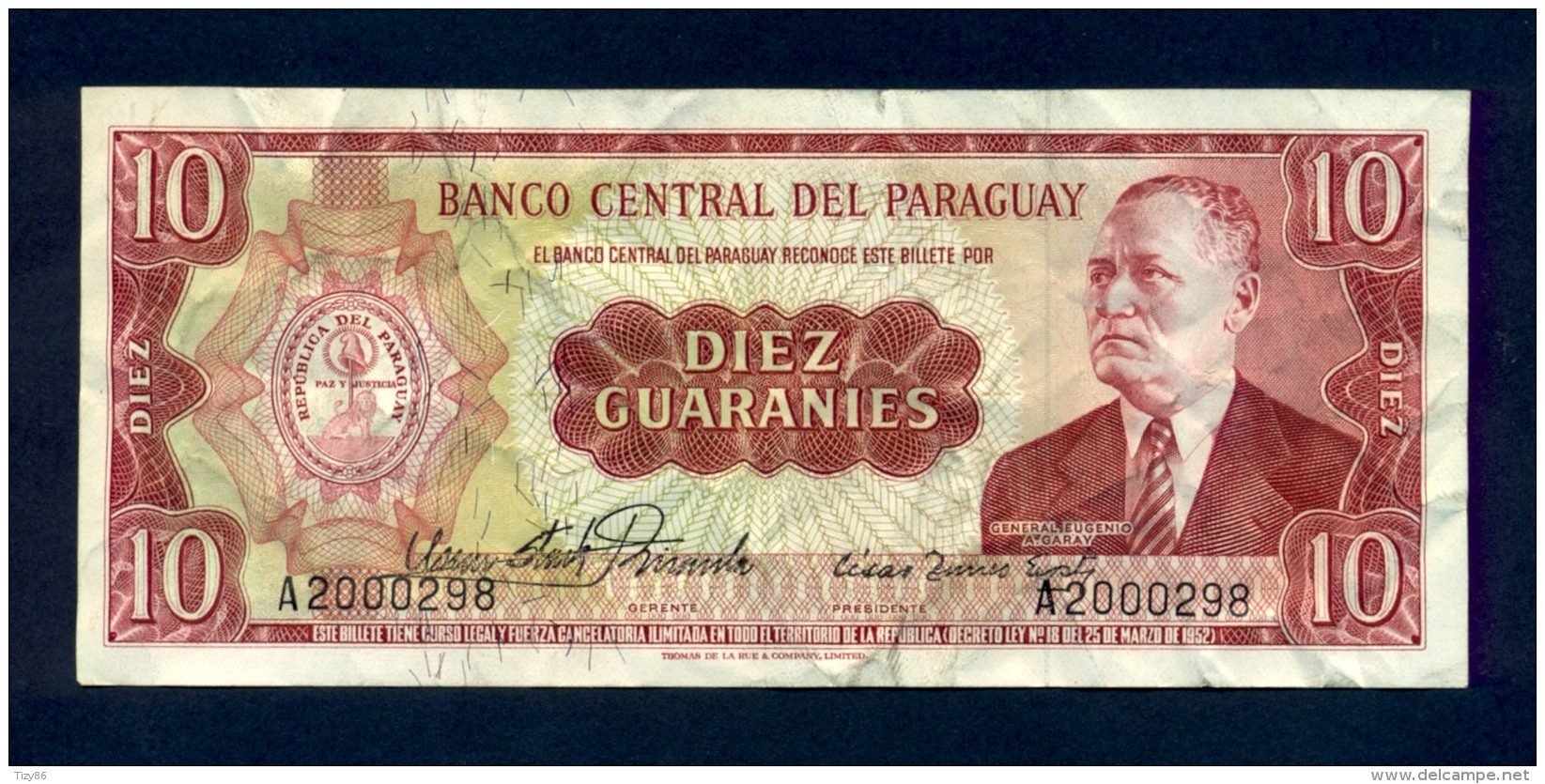 Banconota Paraguay 10 Guaranies 1952 (circolata) - Paraguay