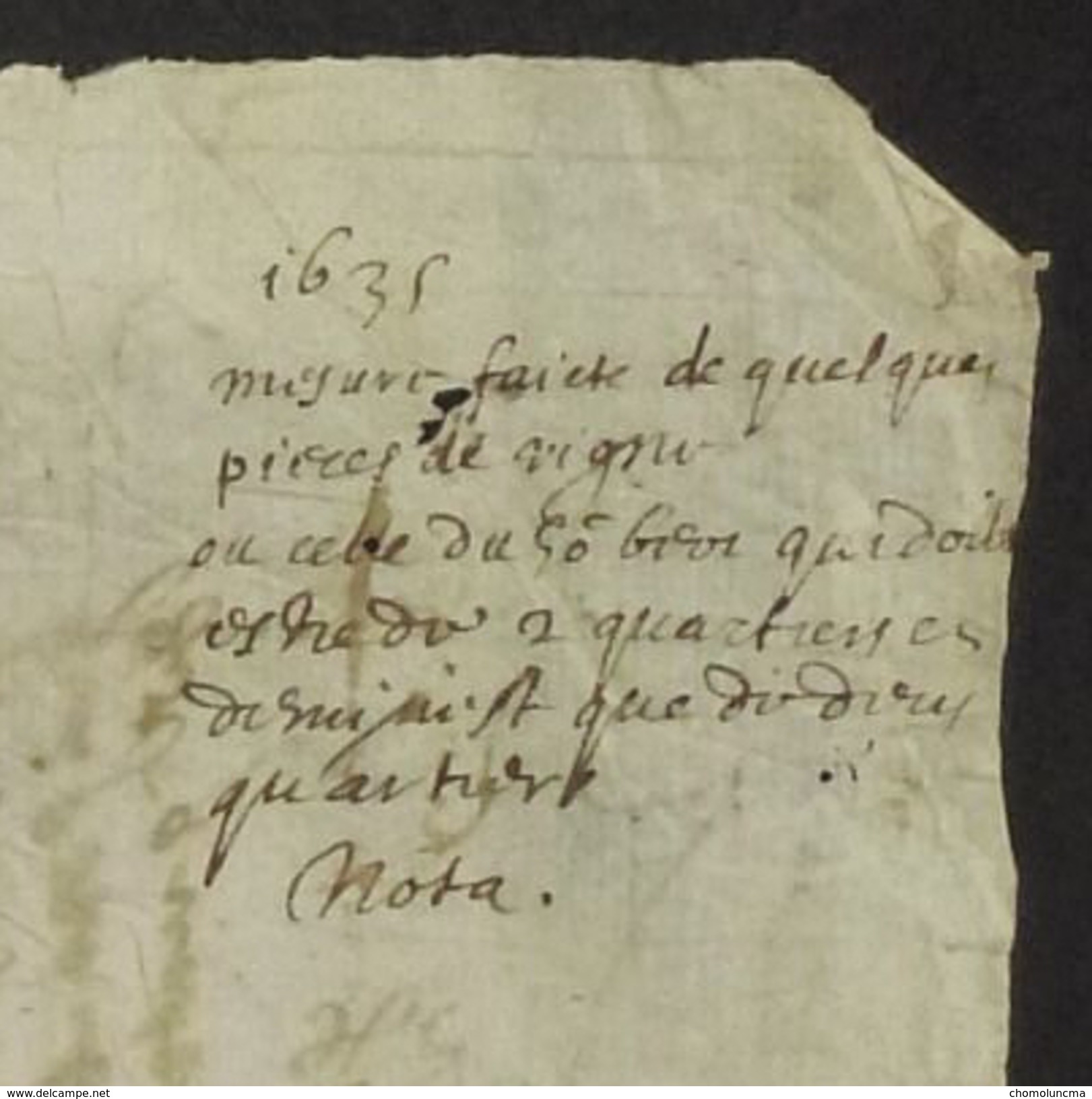 VIEUX PAPIER Du 20 Juin 1634 " Arpentage De Qq Piéces De Vigne " MANUSCRIPT - Public Works