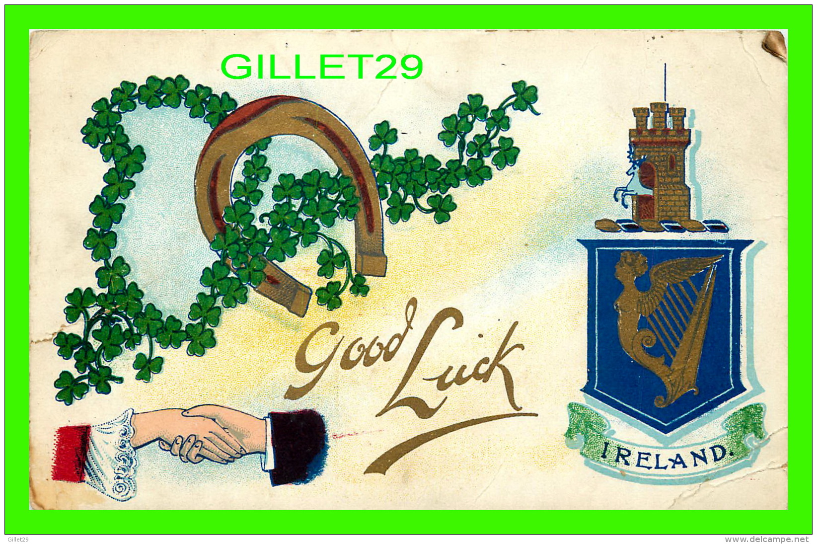 IRLANDE - GOOD LUCK FROM IRELAND - FER À CHEVAL - ÉCUSSON - N.P.0, SHAMROCK SERIES No 16 - - Autres & Non Classés