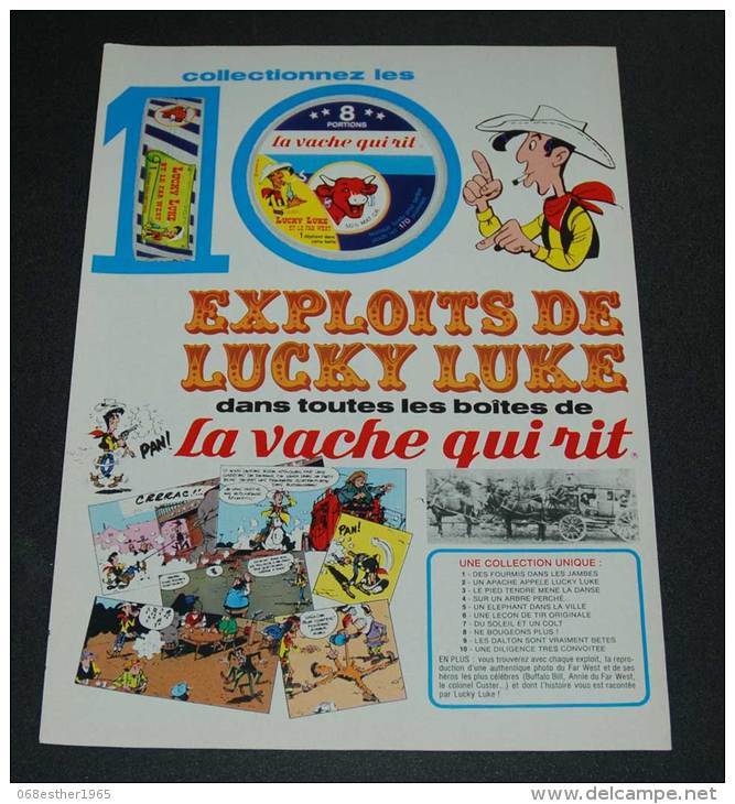 Publicité De 1973 Avec Lucky Luke, Collectionne Les Exploits De Lucky Luke Dans Les Boites De Vache Qui Rit - Collections