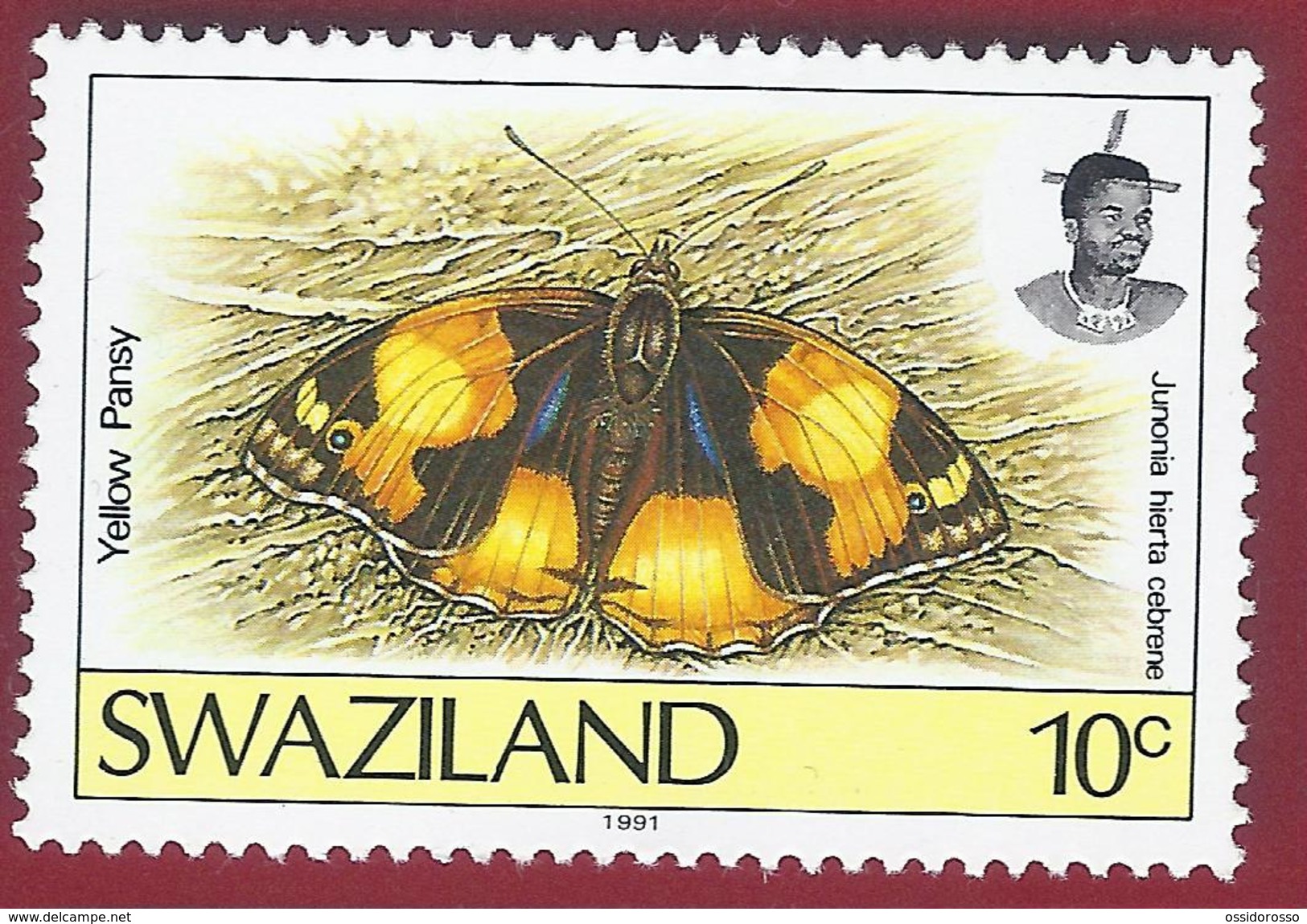 1992 -Yelow Pansy (Junonia Hierta Ssp. Cebrene) - Mi:SZ 607   -** - Swaziland (1968-...)