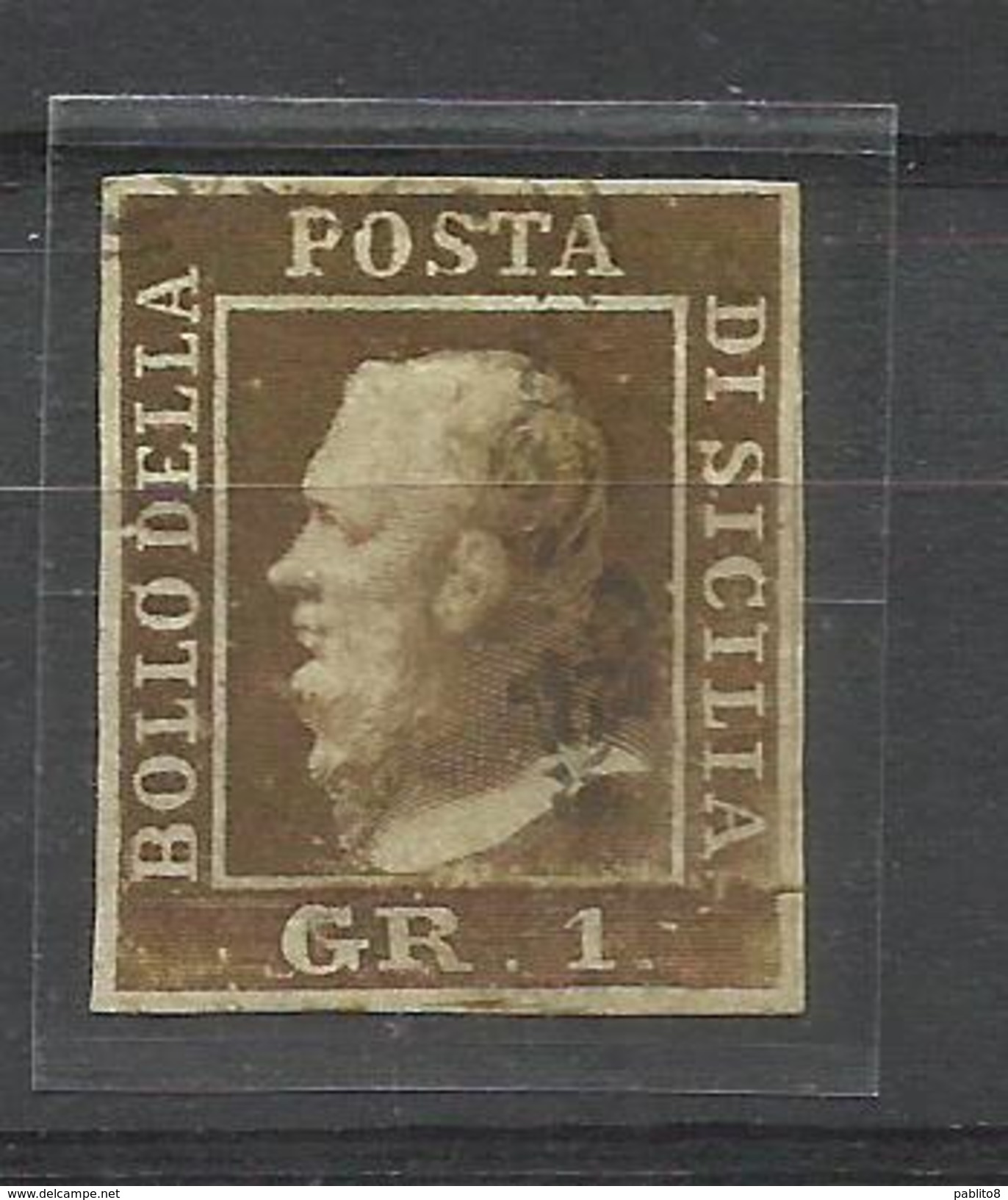 ANTICHI STATI SICILIA 1859 GRANA 1 1gr BRUNO RUGGINE USATO USED OBLITERE' - Sicile