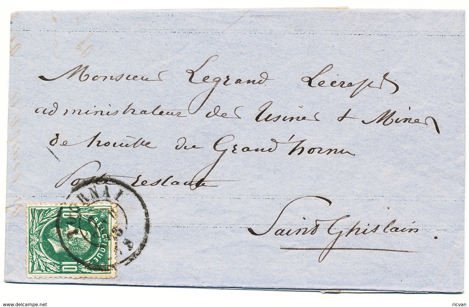 1873 BRIEF MET OBP30 VAN TOURNAI NAAR St GHISLAIN  EN AANKOMSTSTEMPEL - 1869-1883 Léopold II