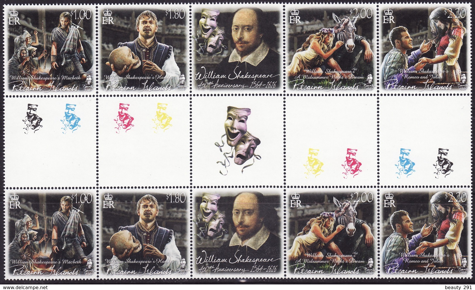 Pitcairn   2 X Complete.issue With Vignette Unmounted Mint / Never Hinged 2016 - William Shakespeare 400th Anniv - Pitcairn Islands