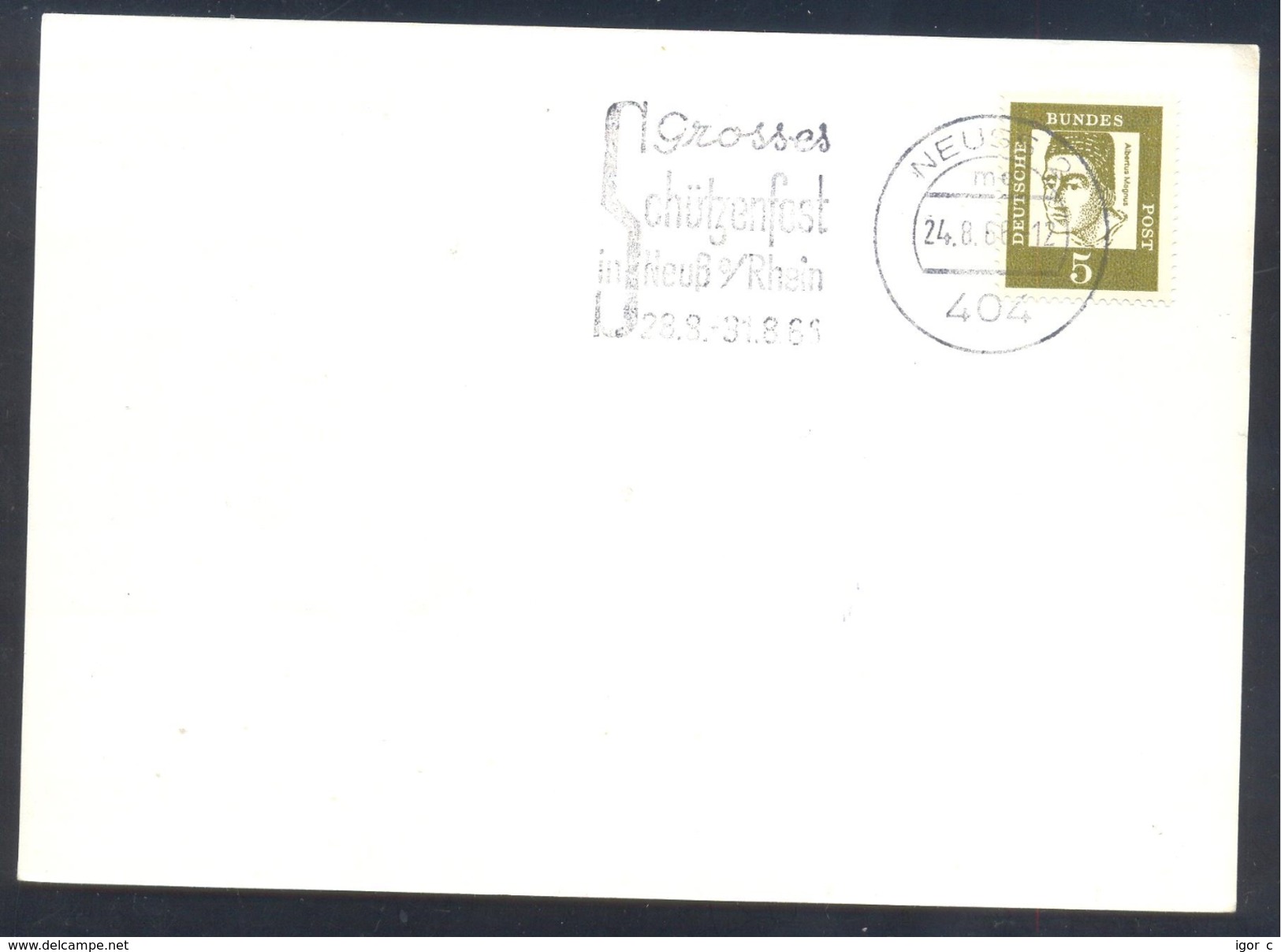Germany Deutschland 1966 Card: Shooting Tir Schützen; Grosses Schützenfest In Neus /Rhein Slogan Cancellation - Waffenschiessen