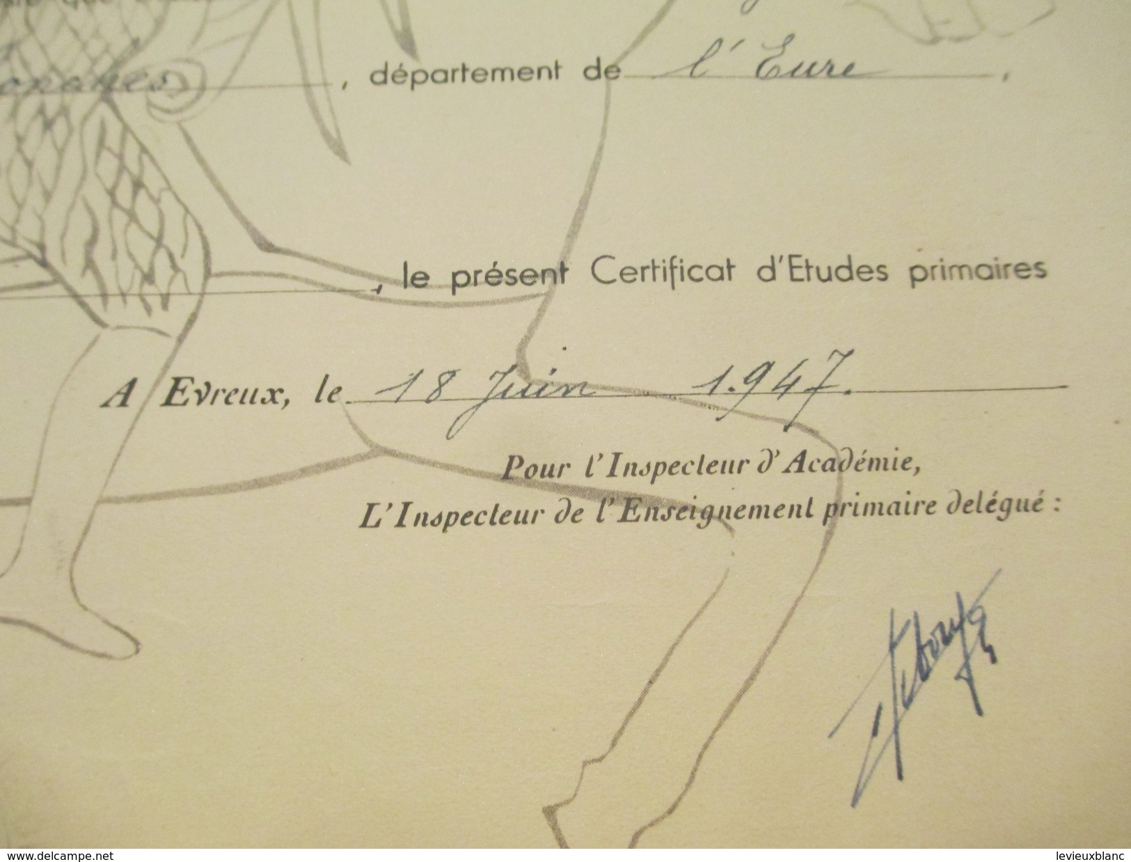 Diplôme De Certifcat D'Etudes Primaires/Education Nationale /Académie CAEN/Giséle MARTIN/Eure /1947          DIP131 - Diplome Und Schulzeugnisse