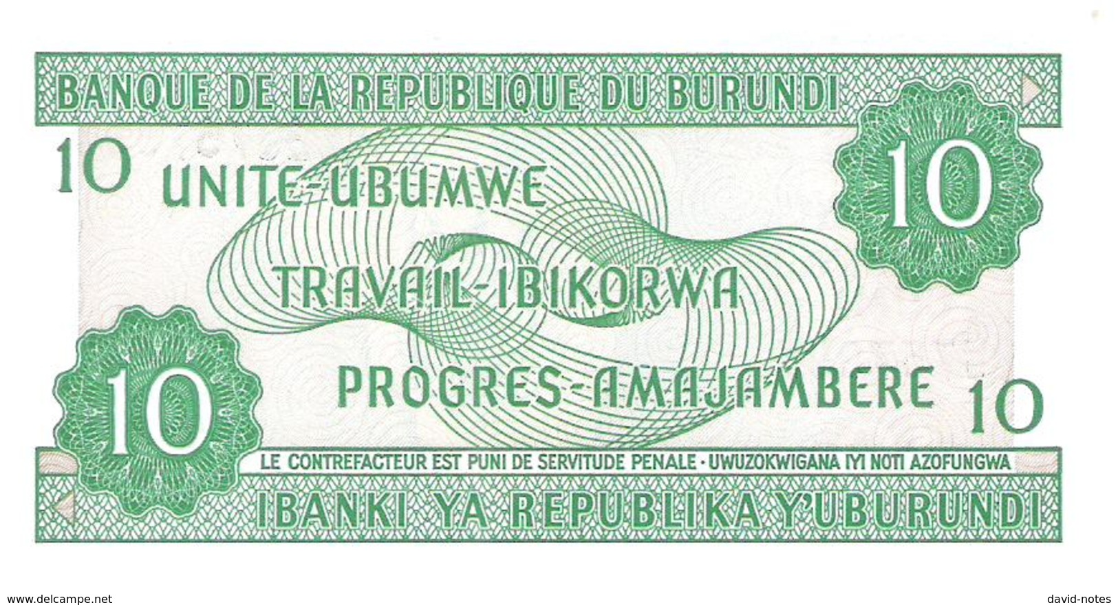 Burundi - Pick 33e - 10 Francs 2005 - Unc - Burundi