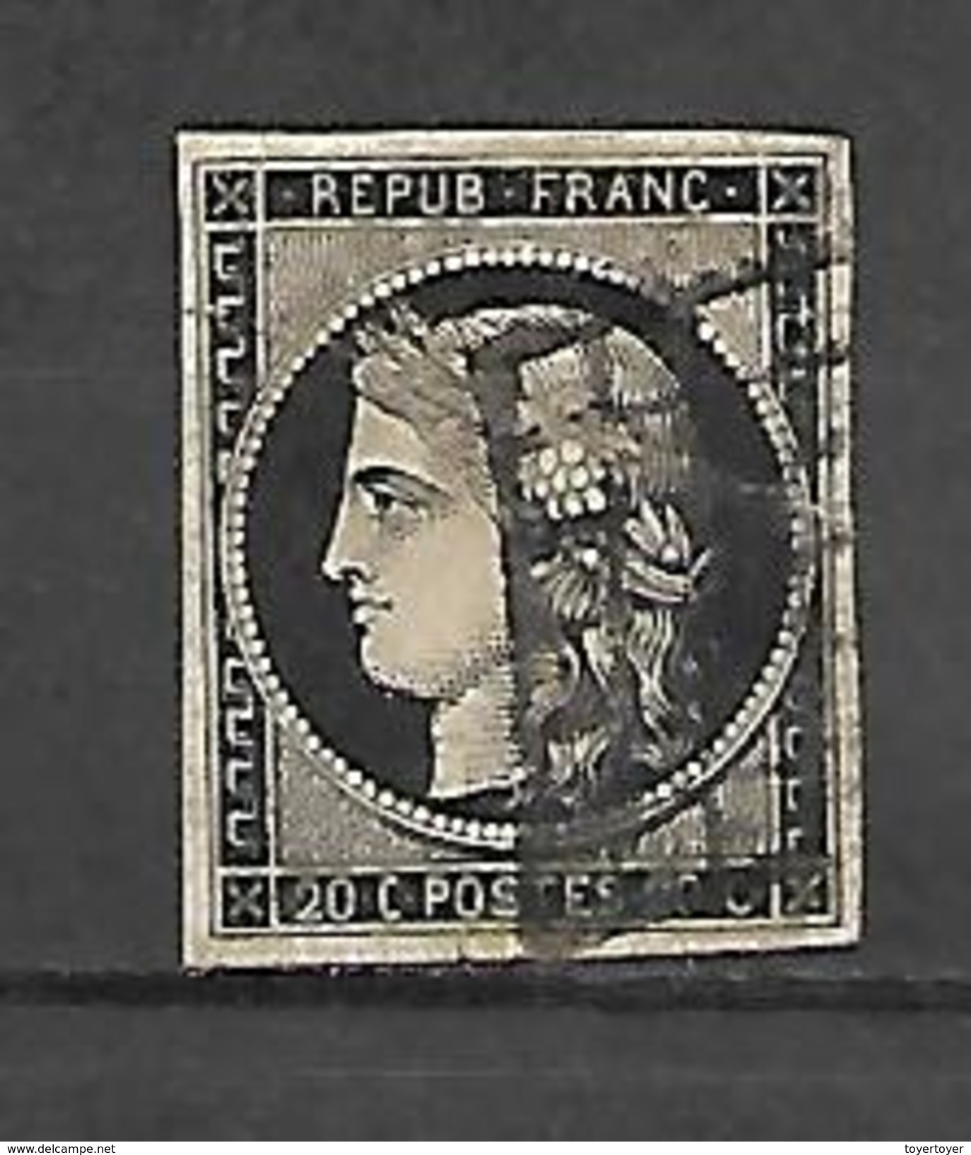109  France Cérès N°3 Obl. Grille - 1849-1850 Cérès