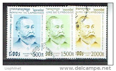 CAMBODGE 1998, H. VON STEPHAN, Fondateur UPU, 3 Valeurs, Oblitérés / Used. R703 - UPU (Wereldpostunie)