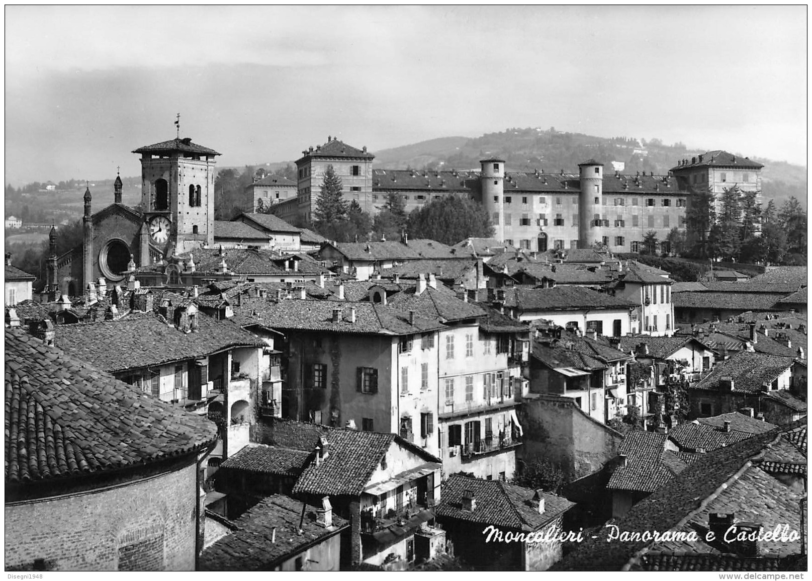 06603 "MONCALIERI - PANORAMA E CASTELLO" CART. ILL. ORIG. NON SPED. - Moncalieri