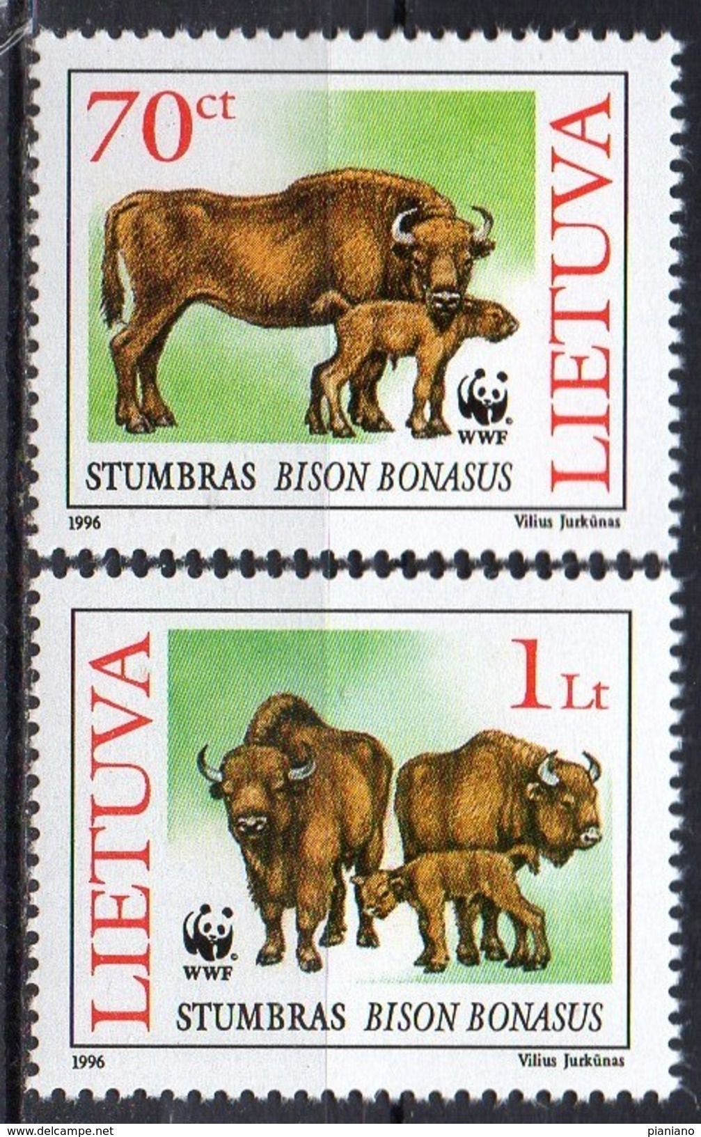 PIA - LITUANIA  - 1996  : Protezione Della Fauna - Bisonti - (Yv  529-32) - Lithuania