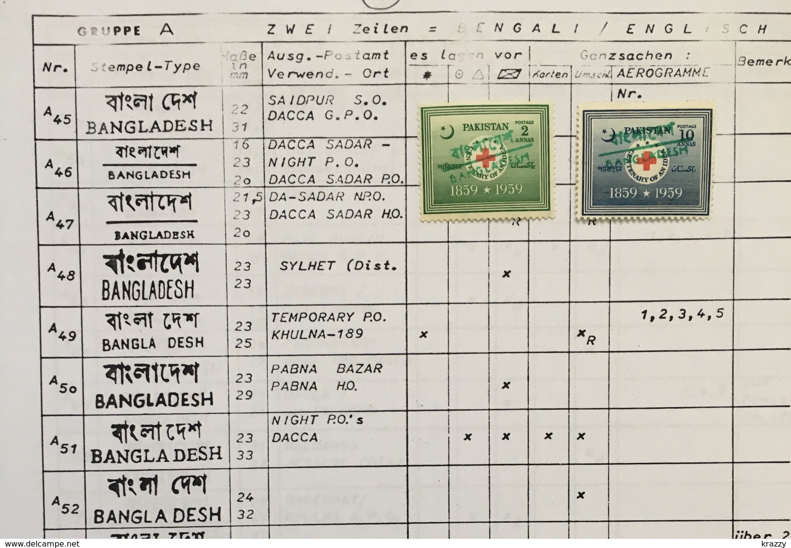 Bangladesh Ovpt Pakistan Post Master Provisional Red Cross Croix Rough Cruz Roja Green Ink Rare Mnh.#A46 - Red Cross