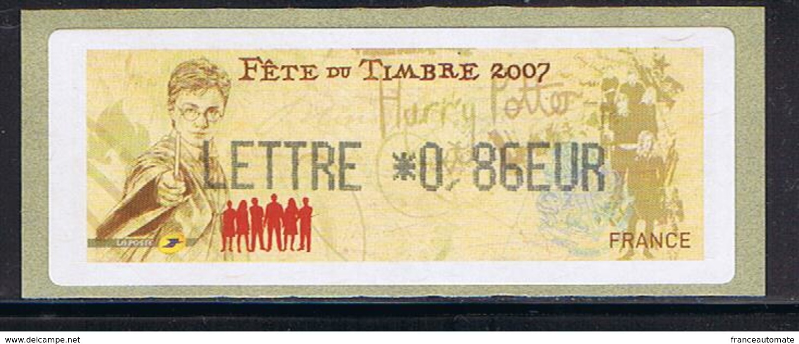 ATM, LISA1, HARRY POTTER, LETTRE 0.86 EUR, 10 Mars 2007, Papier Thermique, De VALBONNE Sur LISA1. JOURNEE DU TIMBRE. - 1999-2009 Vignettes Illustrées