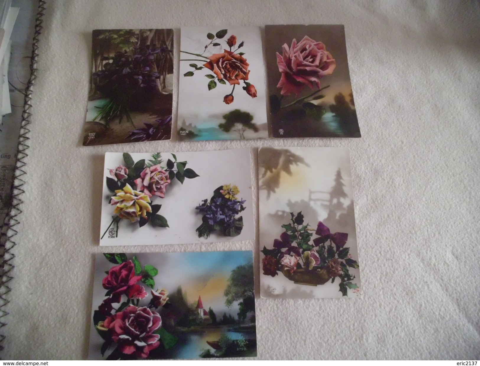 LOT DE 6 BELLES ILLUSTRATIONS FANTAISIES ...FLEURS - 5 - 99 Cartoline