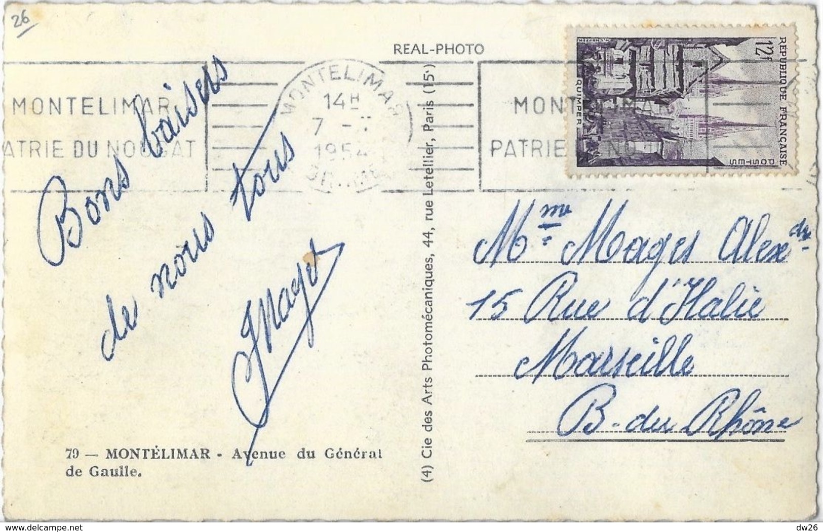 Montélimar - Avenue Du Général De Gaulle, Nougat "à La Ruche D'Or"  - Carte CAP CPSM N° 79 De 1954 - Montelimar