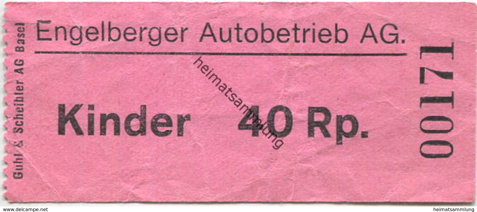 Schweiz - Engelberger Autobetrieb AG - Kinder-Fahrschein 40Rp. - Europe