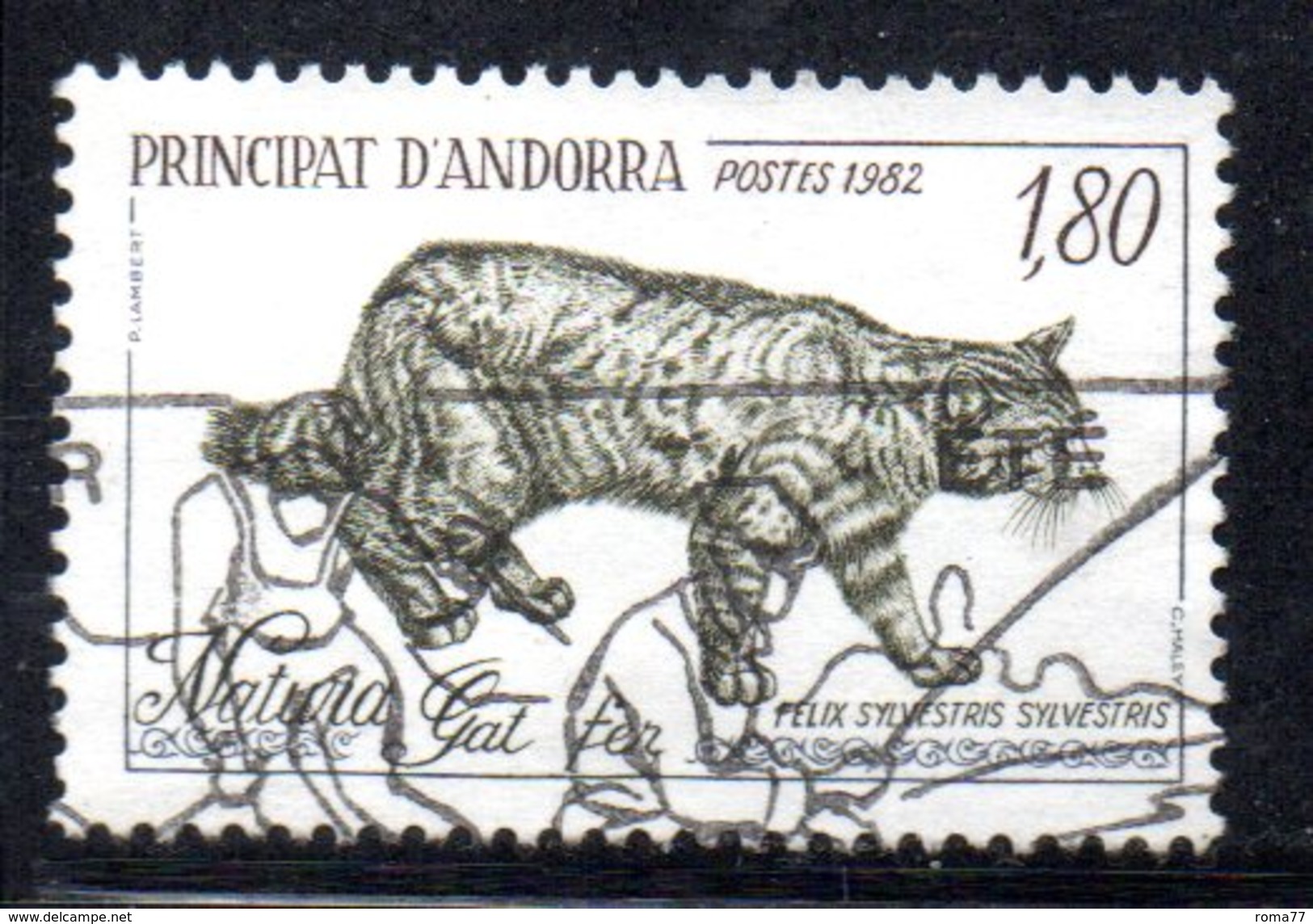 Y2004 - ANDORRA 1982 , Unificato N. 306 Usato . GATTO SELVATICO - Oblitérés