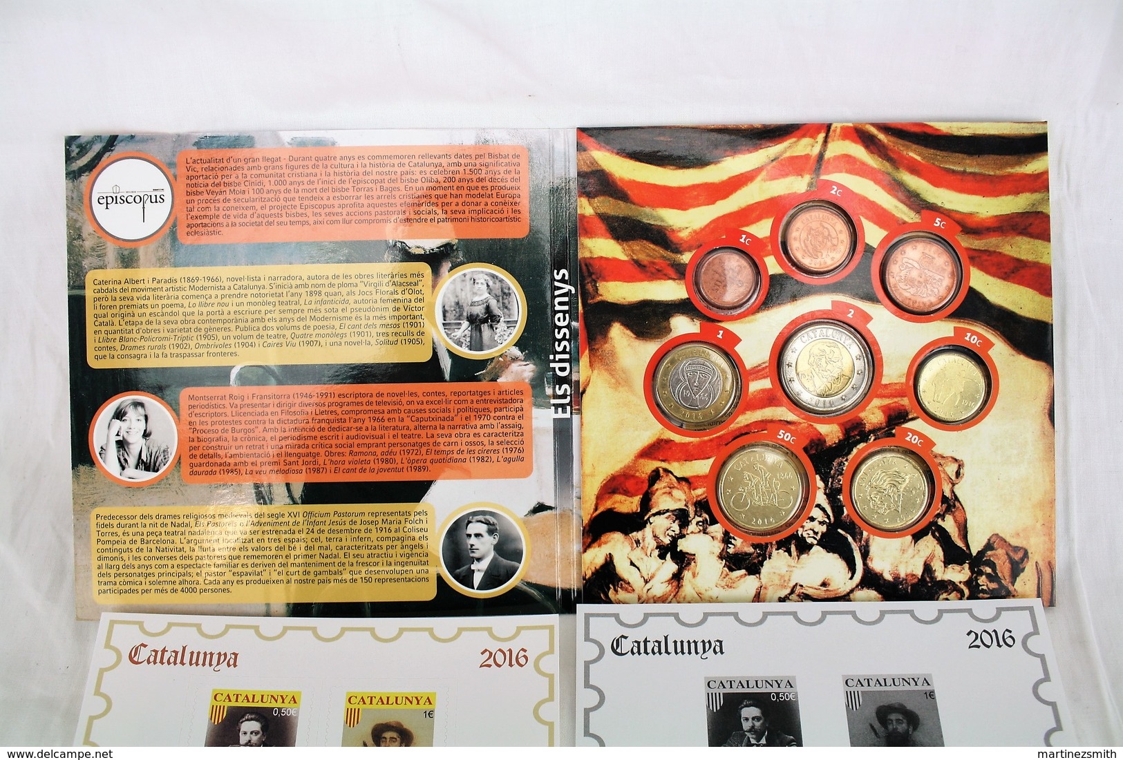 Catalunya 2016 Private Proof Euro Coin Set + Commemorative 2 Euro Coin Card & Stamps - Privatentwürfe