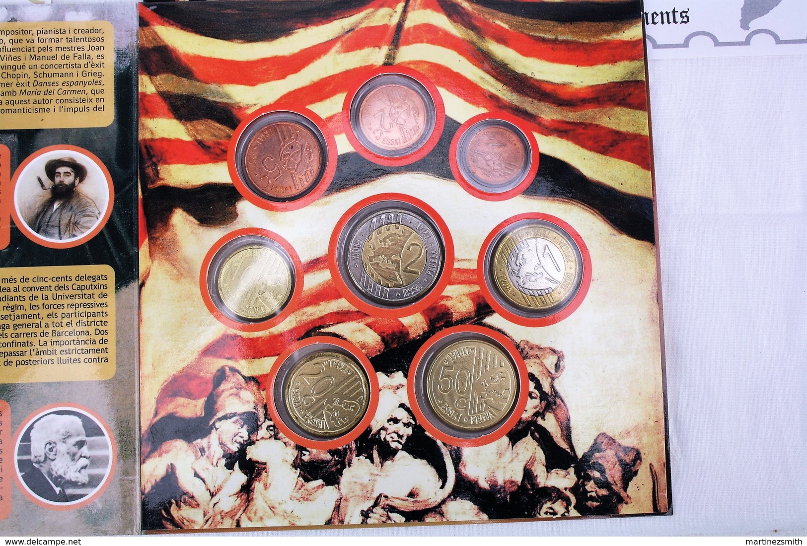 Catalunya 2016 Private Proof Euro Coin Set + Commemorative 2 Euro Coin Card & Stamps - Pruebas Privadas