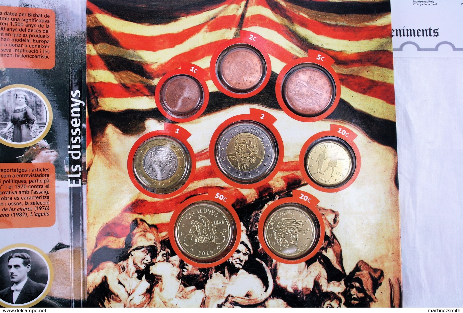 Catalunya 2016 Private Proof Euro Coin Set + Commemorative 2 Euro Coin Card & Stamps