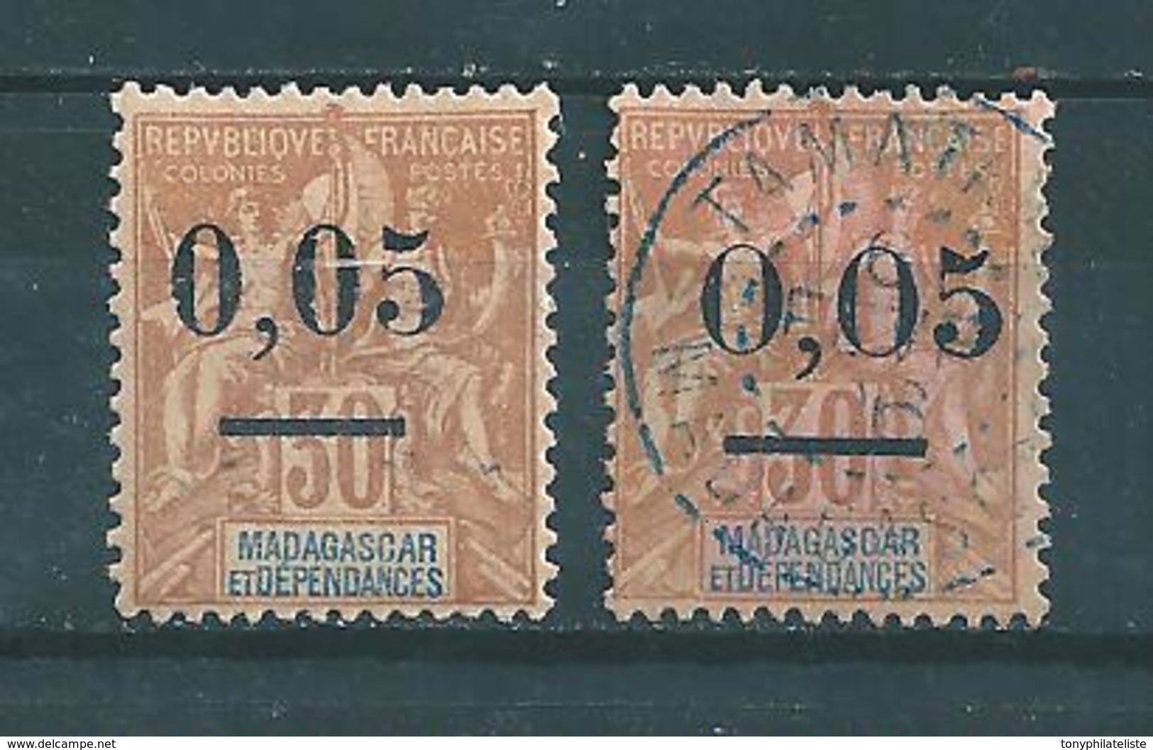 Colonie  Timbres  De Madagascar De 1902  N°52  Type 1 Et 2   Neuf * Et Oblitéré - Unused Stamps