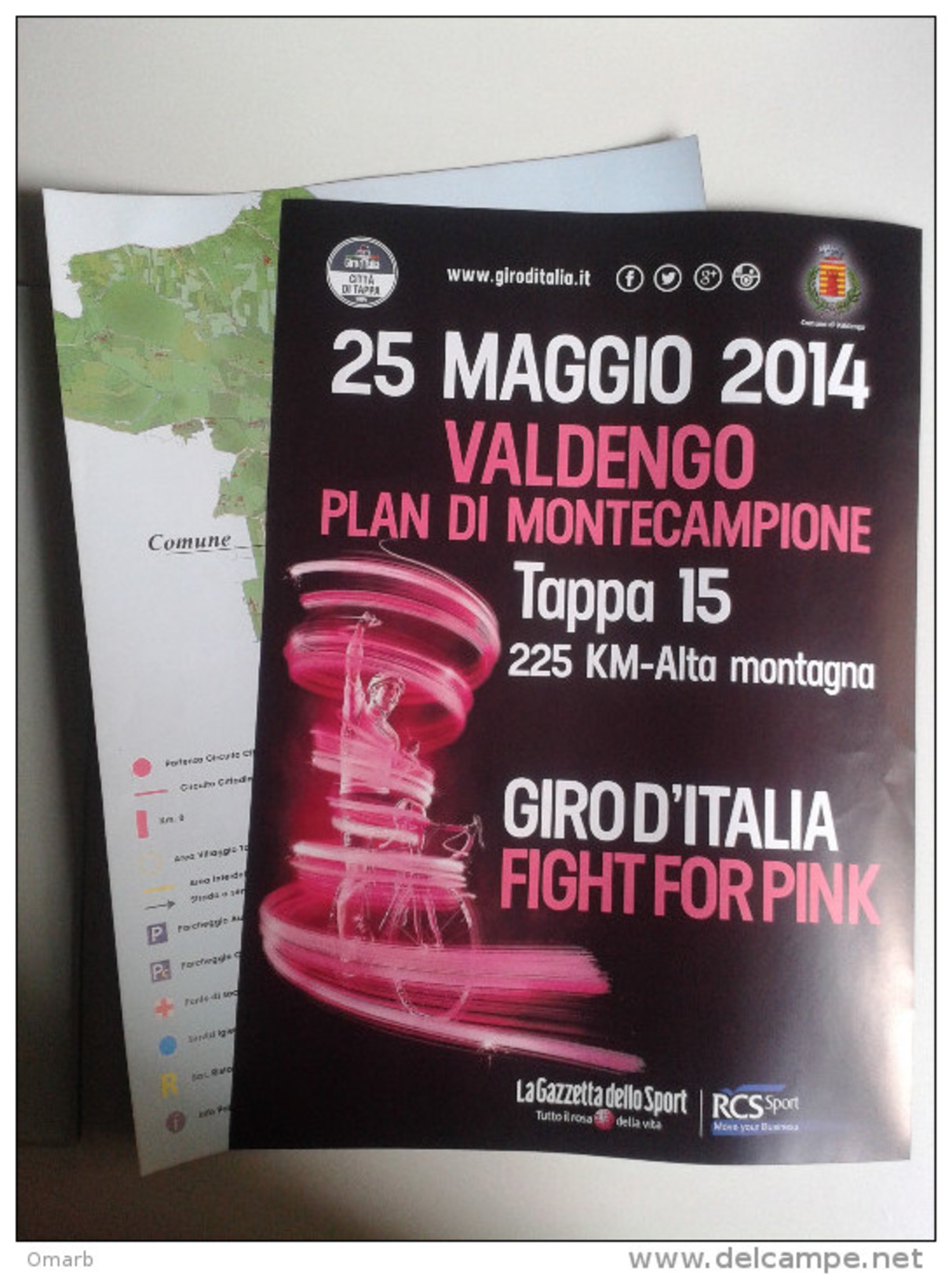 Alt556 Poster Giro D'italia 2014 Tappa Valdengo Biella Plan Montecampione Fight For Pink Gazzetta Sport Ciclismo Bike - Ciclismo