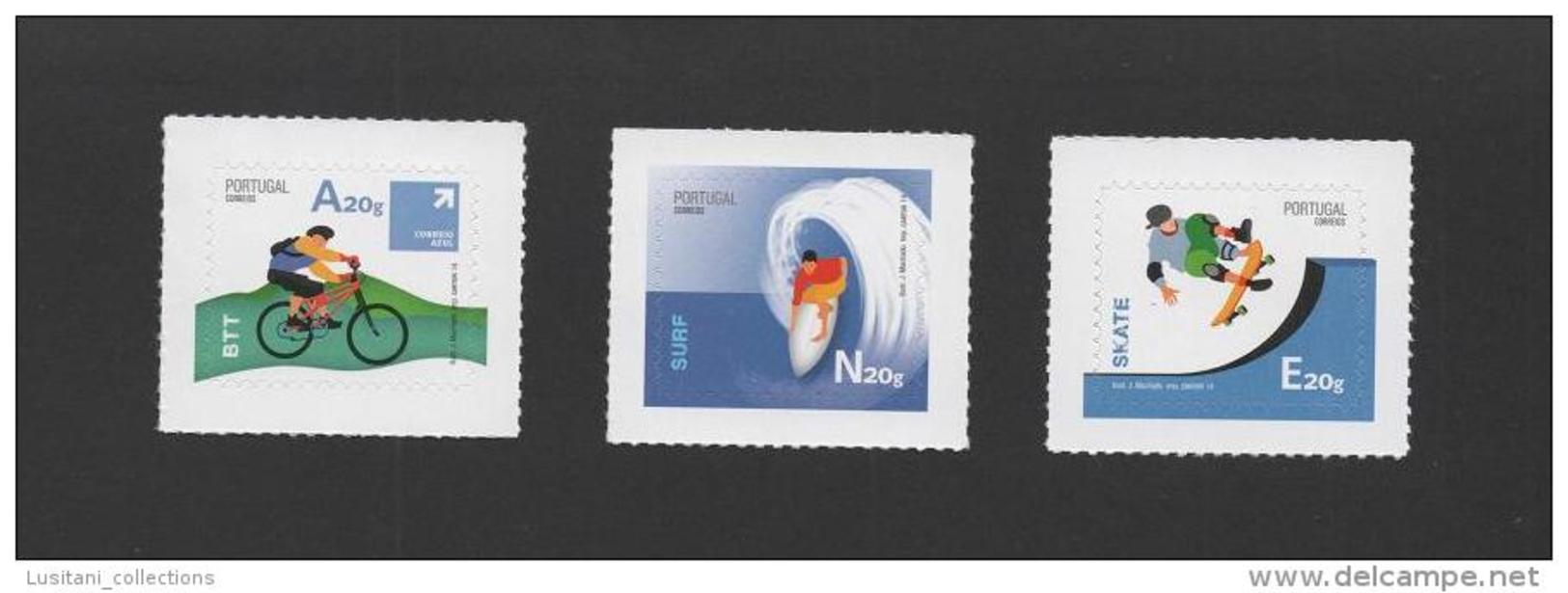LABEL STAMPS 2014 PORTUGAL EXTREME SPORTS SURF SURFING SKATE BIKE CYCLING - Unused Stamps