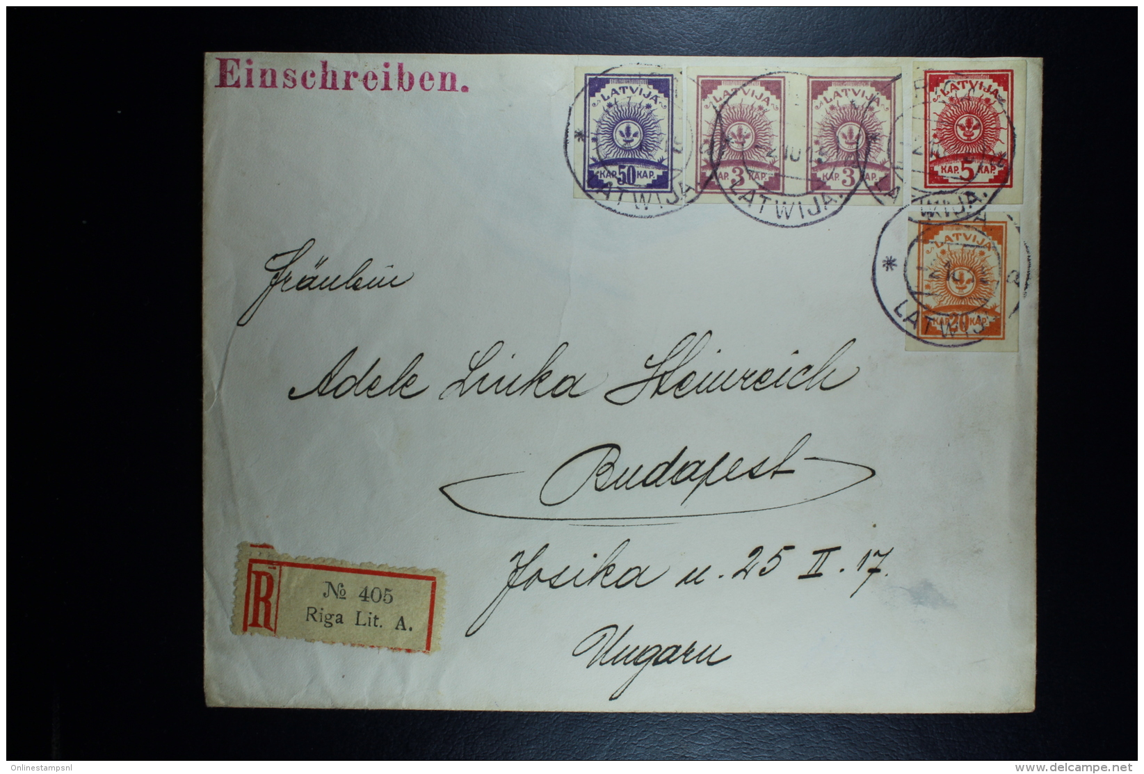 Letland / Latvia Registered Letter Rigo To Budapest Hungery 1919 Mixed Stamps - Letonia