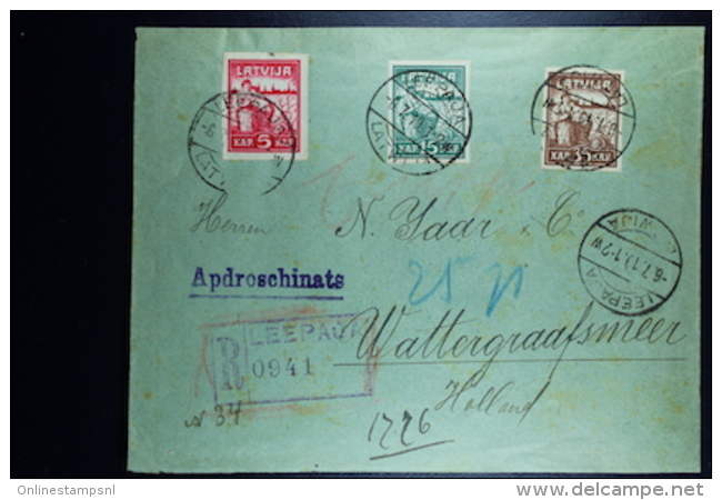 Letland / Latvia Registered Letter Leepaja Liepaia Libau To Amsterdam Watergraafsmeer 1919 - Letonia