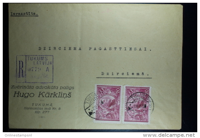 Letland / Latvia Registered Letter Tukums To Dzirciema Riga  1938 - Lettland